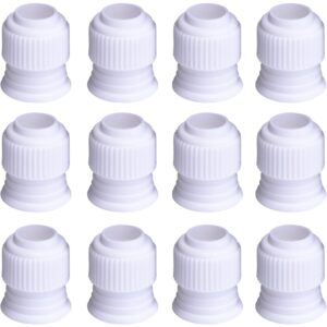 shappy coupler piping bag plastic standard couplers cake decorating coupler pipe tip coupler for icing nozzles, white (12 pieces, 1.2 x 1 inch)