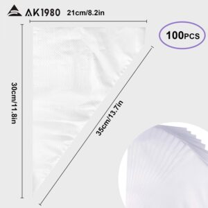 AK1980 Piping Bags -100 Pack-14-Inch Disposable Cake Decorating Bags Anti-Burst Cupcake Icing Bags for all Size Tips Couplers and Baking Cookies Candy Supplies Kits