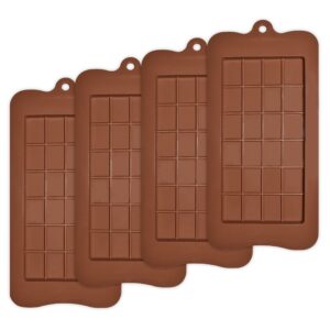 homedge break-apart chocolate molds, set of 4 packs food grade non-stick silicone protein and energy bar molds