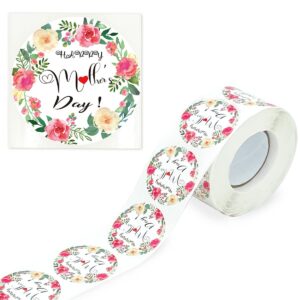 600pcs happy mother's day stickers, 1.5 inch floral envelope seals labels stickers for gifts card candy bag cookie box cupcake party favors dessert decoration
