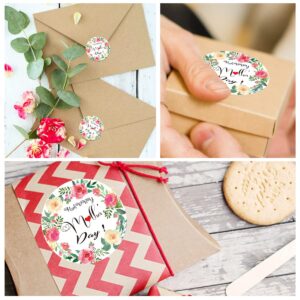 600pcs Happy Mother's Day Stickers, 1.5 inch Floral Envelope Seals Labels Stickers for Gifts Card Candy Bag Cookie Box Cupcake Party Favors Dessert Decoration