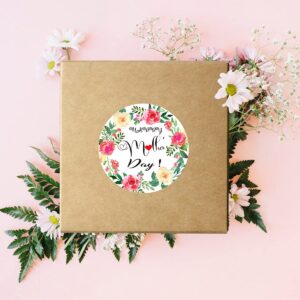 600pcs Happy Mother's Day Stickers, 1.5 inch Floral Envelope Seals Labels Stickers for Gifts Card Candy Bag Cookie Box Cupcake Party Favors Dessert Decoration