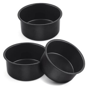 e-far 4 inch cake pan set of 3, nonstick stainless steel mini round cake pans tin, small size for baking smash cakes/cheesecake, stainless steel core & non-toxic coating, straight side & 2 inch deep