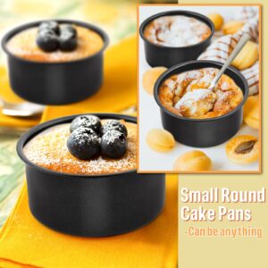 E-far 4 Inch Cake Pan Set of 3, Nonstick Stainless Steel Mini Round Cake Pans Tin, Small Size for Baking Smash Cakes/Cheesecake, Stainless Steel Core & Non-toxic Coating, Straight Side & 2 Inch Deep