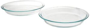 pyrex 6001003 glass bakeware pie plate 9" x 1.2" pack of 2, 5.2, clear