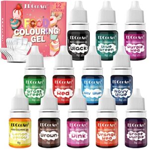 gel food coloring - 12 colors food gel coloring, food grade food coloring for cookie decorating, vibrant concentrated food dye for easter egg, fondant, cookie, frosting, royal icing, baking - 0.25 fl.oz