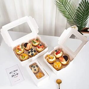 MonYouGe 30-Set Cupcake Boxes Bulk with Clear Display Window Hold 6 Standard Cupcakes, Disposable Food Grade White Cupcake Carrier Cupcake Container, Perfect for Cupcakes Muffins Cookies Pastries