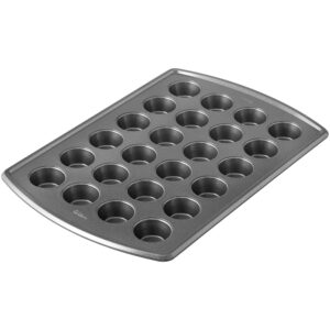 wilton advance select premium non-stick mini muffin pan, 24-cup cupcake pan, steel, silver