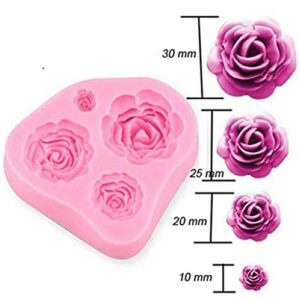 SUNKOOL Roses Mold Flower Silicone Cake Molds Chocolate Sugarcraft Decorating Fondant Fimo Tools 4 Size Pink 1 Piece