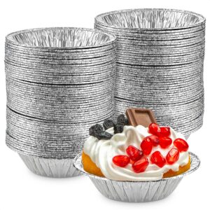 silver aluminum foil tart pan - 100pcs disposable mini pie tins round pan for cake pie tin foil pans tin 2.9 inch liners aluminum pans disposable mini tart pan mini cheesecake pans for baking