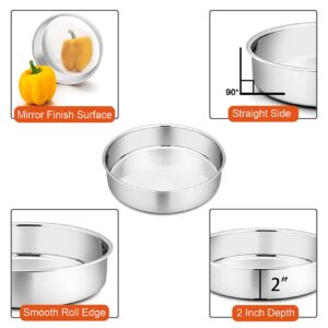 P&P CHEF 8 Inch Cake Pan Set, 3 Pcs Round Baking Pans Stainless Steel Layer Birthday Wedding Cake Pans, Fit Oven/Pots/Pressure Cooker, Non Toxic & Heavy Duty, Dishwasher Safe