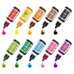 dacool food coloring cake decorating - edible food color dye set 10 colors concentrated liquid flavorless neon icing colors for cake decorating, baking, cooking, fondant,10ml bottles(0.35 fl.oz.)