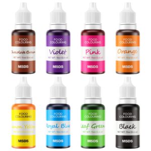 valuetalks food coloring 8 color x11 ml food grade vibrant liquid food color dye flavorless vegan-free icing colors for baking, icing, cake decorating, macaron, frosting, fondant, cookie, slime (8 colors (0.44 fl oz/bottles))