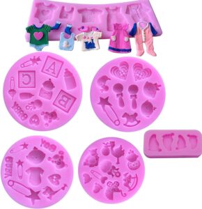 cute baby silicone fondant cake mold kitchen baking mold cake decorating moulds modeling tools，gummy sugar chocolate candy cupcake mold(6 pack )