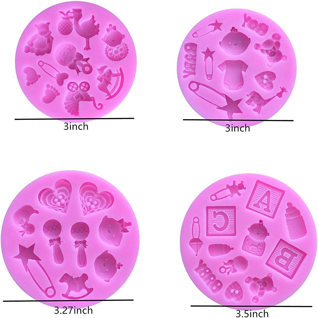 Cute Baby Silicone Fondant Cake Mold Kitchen Baking Mold Cake Decorating Moulds Modeling Tools，Gummy Sugar Chocolate Candy Cupcake Mold(6 PACK )