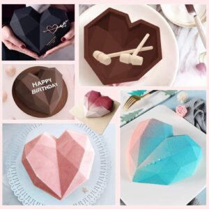 Heart Molds for Chocolate 8.7 Inch large Silicone Cake Mold, 2 PC Silicone Letter Mold and 4 PC Hammer for Valentine Candy Mousse Cake