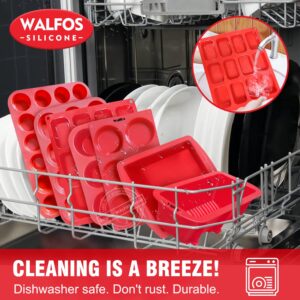 Walfos Silicone Mini Loaf pan, 12 Cavities Mini Bread Pan Brownie Pan, Food Grade & Non-stick, Ideal For Mini Bread, Brownie, Cornbread, Cheesecake & Chocolate