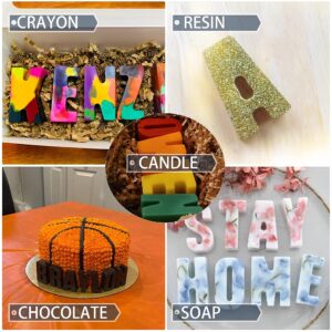 Wocuz 26 Cavities Crayon Letter Silicone Mold Larger Alphabet Baking Silicone Mold 13.2x 8.9x1.3 Inch Abc Kitchen Utensils Cake Pan Candy Making Supplies For Biscuit Ice Cube Chocolate Resin Concrete