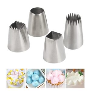 4pcs x-large piping tips set, stainless steel square round frosting tips, cake decorating tips for cupcakes pastry fondant cakes decorating