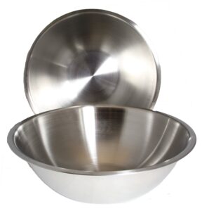 8 quart, set of 2, mixing bowls, stainless steel, professional chef, commercial kitchen, by winco, 13.25 inches diameter, flat base