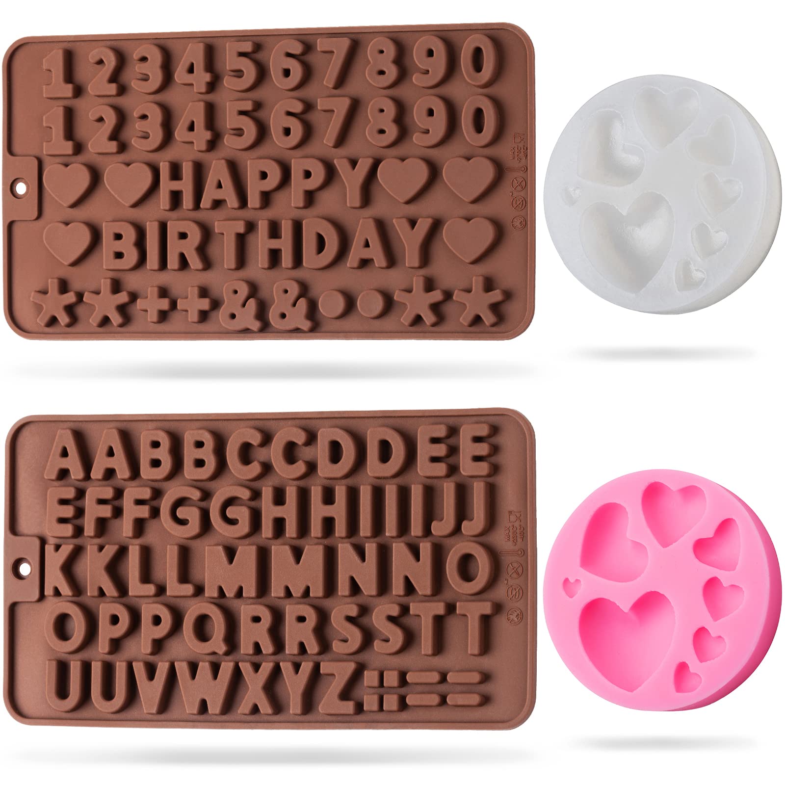 Chocolate Molds Silicone, Letter Molds for Chocolate, Edible Letter Number for Cake Decorating, Letter Alphabet Heart Molds