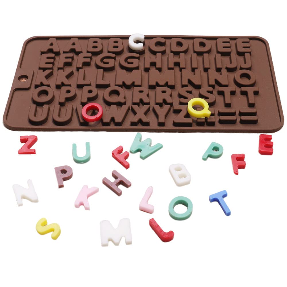 Chocolate Molds Silicone, Letter Molds for Chocolate, Edible Letter Number for Cake Decorating, Letter Alphabet Heart Molds