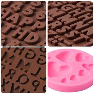 Chocolate Molds Silicone, Letter Molds for Chocolate, Edible Letter Number for Cake Decorating, Letter Alphabet Heart Molds