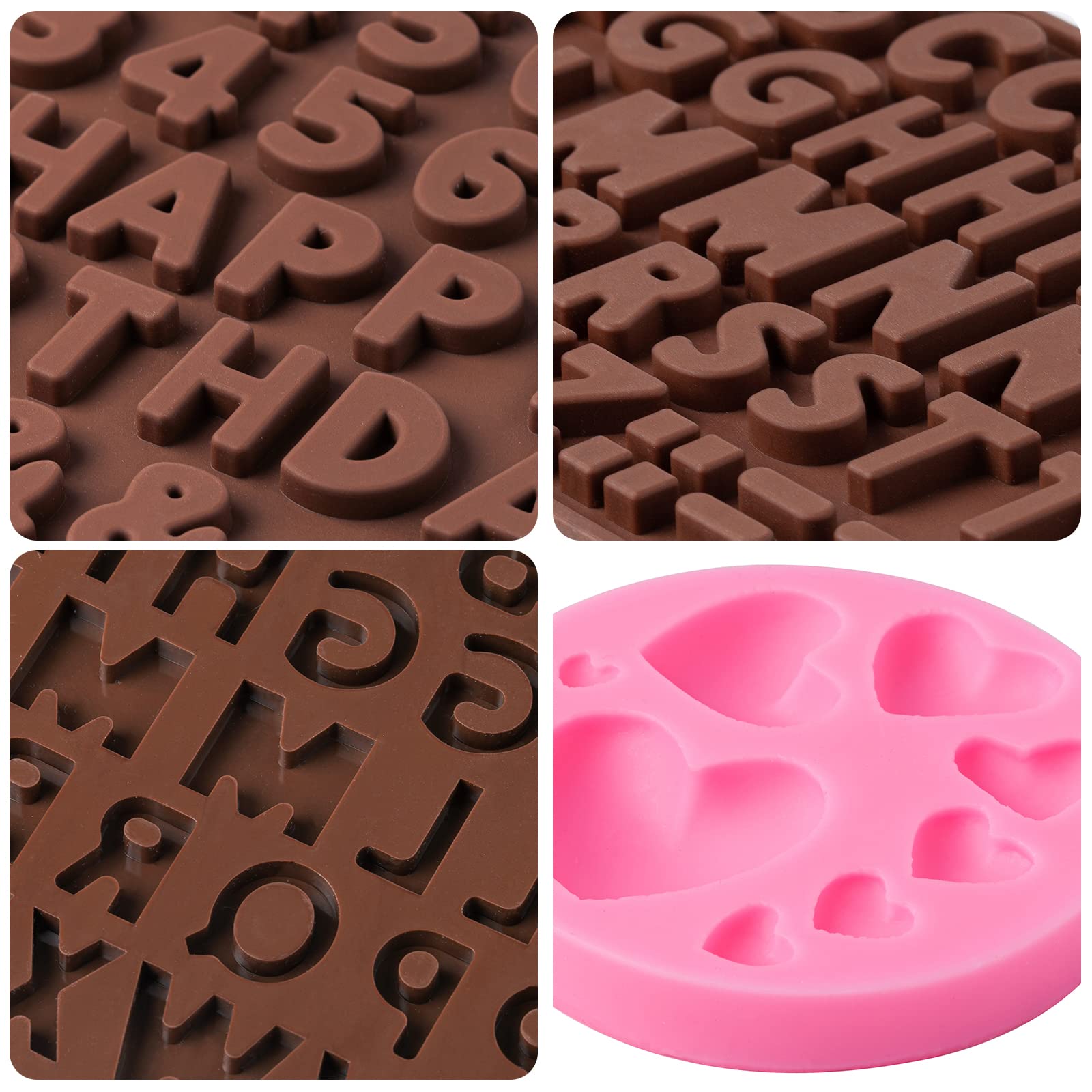 Chocolate Molds Silicone, Letter Molds for Chocolate, Edible Letter Number for Cake Decorating, Letter Alphabet Heart Molds