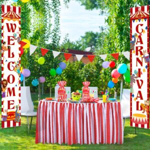 Carnival Candy Bags Circus Plastic Bags Carnival Party Treat Bags Popcorn Pattern Party Bags Goody Bags with 100 Gold Twisted Ties for Party Favor Supply Cookie Cupcake Wrapping(Simple,100 Packs)