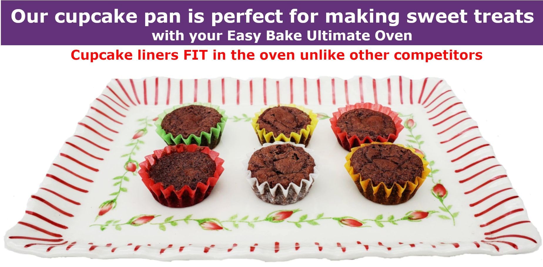 Quadrapoint Deluxe Pan Set Compatible with Easy Bake Ultimate Oven | Includes 60 Cupcake Liners THAT WILL FIT, UNLIKE OTHERS!!