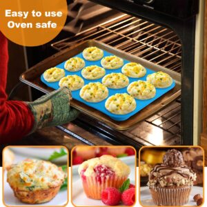 Sidosir 3PCS Silicone Muffin Pans for Baking, Non-stick Silicone Cupcake Molds for Baking, 12 Cups Muffin Pan for Freezing Eggs, Brownie