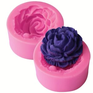 hengke 2 piece 3d flower bloom rose shape silicone molds for cupcake dessert chocolate jelly cookie decor, jewelry, pastry, chocolate,handmade soap mould candy making