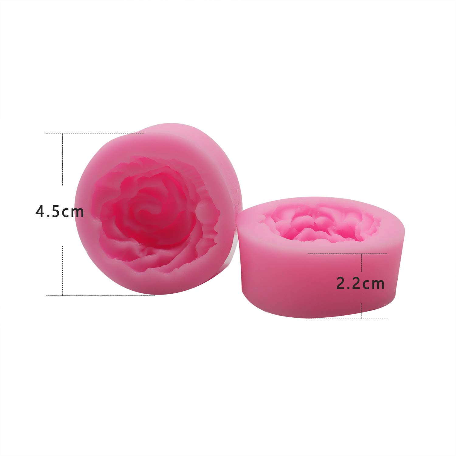 HengKe 2 Piece 3d Flower Bloom Rose Shape Silicone Molds for Cupcake Dessert Chocolate Jelly Cookie Decor, Jewelry, Pastry, Chocolate,Handmade Soap Mould Candy Making