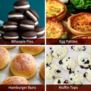 Silicone Muffin Top Pans, 2 Pack Non-stick 3" Whoopie Pie Baking Pan 3 Inch Round Tray Silicone Egg Sandwich Molds for Mini Cakes Biscuits Egg Cloud Bread Buns English Muffins Breakfast Sandwiches