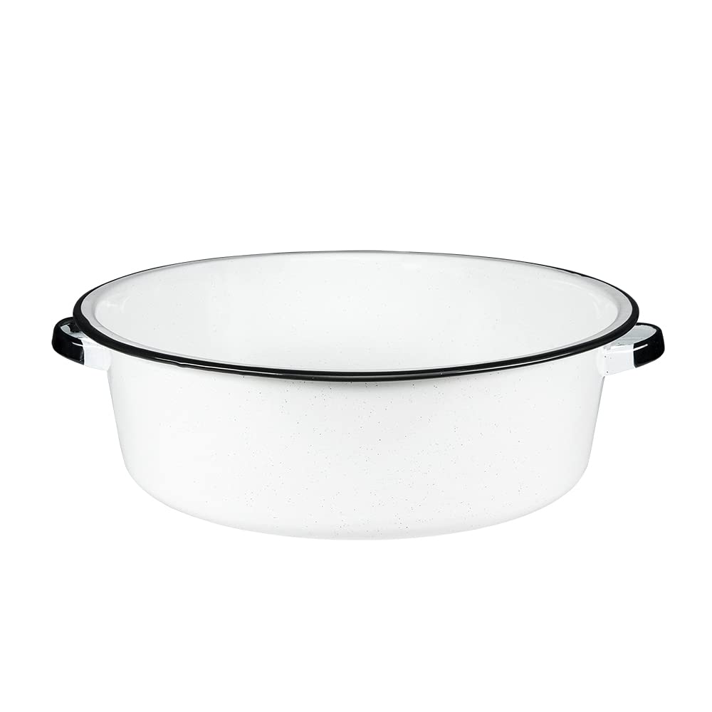 Granite Ware Enamel on Steel Dish Pan with handles, 15-Quart capacity, Speckled White