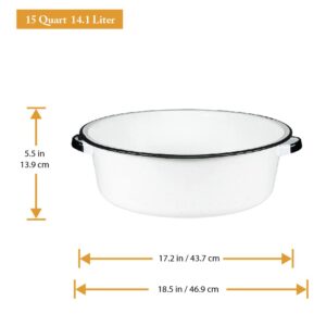 Granite Ware Enamel on Steel Dish Pan with handles, 15-Quart capacity, Speckled White