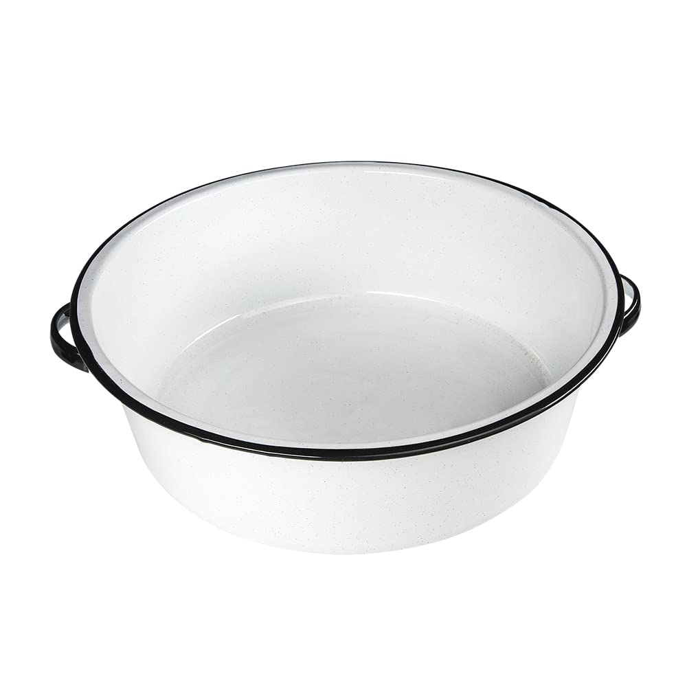 Granite Ware Enamel on Steel Dish Pan with handles, 15-Quart capacity, Speckled White