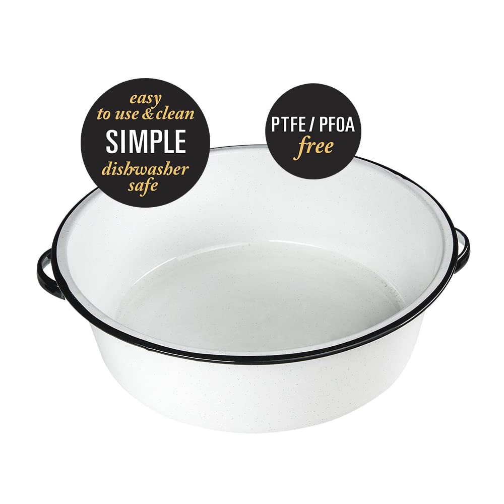 Granite Ware Enamel on Steel Dish Pan with handles, 15-Quart capacity, Speckled White