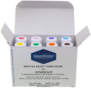 food coloring americolor soft - gel paste junior kit, 8 colors, .75 ounce bottles