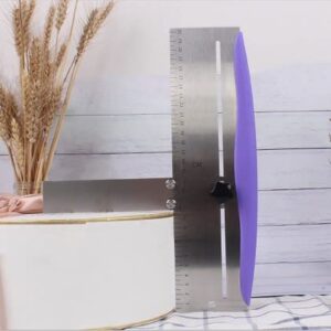 12 Inch Cake Scraper Smoother, Stainless Steel Cake Bench Scraper Decorating Tools for Icing Frosting Cream Edge - Adjustable Kitchen Spatula for Mousse, Cheese, Cream Cake (Purple)