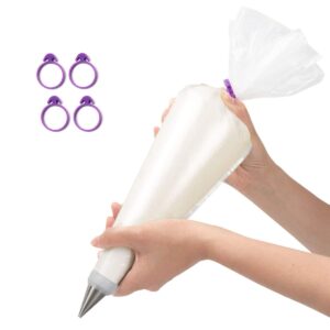 100 Pack Pastry Bags Thickened 18 inch Disposable Decorating Icing Piping Bags with 4 Icing Bag Ties, for Cookie/Cake Decorating Supplies