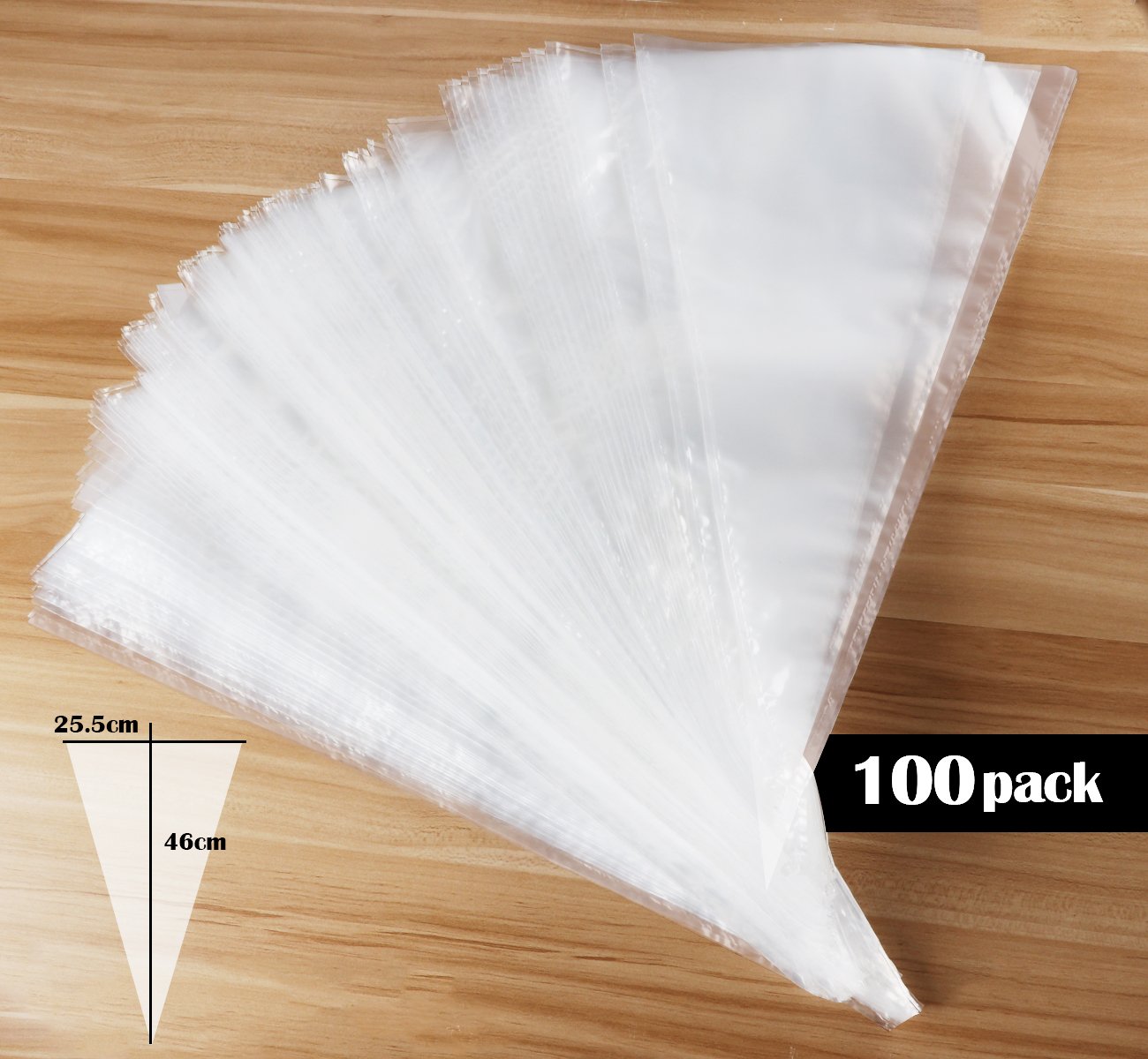 100 Pack Pastry Bags Thickened 18 inch Disposable Decorating Icing Piping Bags with 4 Icing Bag Ties, for Cookie/Cake Decorating Supplies