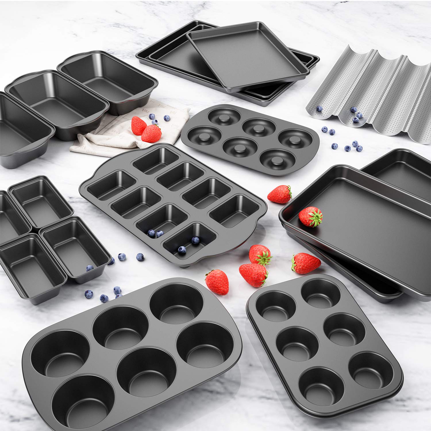 Tiawudi Non-Stick 6-Cavity Donut Baking Pans, Makes Individual Full-Sized 3 1/4" Donuts, Set of 2