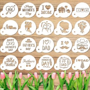 20 Pieces Father's Day Cookie Stencil Set Reusable Cake Baking Templates for Cookie Cupcake Fondant DIY Crafts Theme Party Decoration Supplies