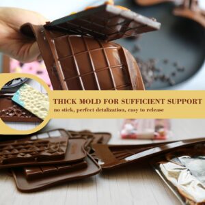 Chocolate Candy Bar Mold Silicone with 50 Clear Wrappers/Stickers/Plastic Scraper and Reusable Storage Bag, Lover Mothers Fathers Valentine's Day DIY Chocolate Molds Gift