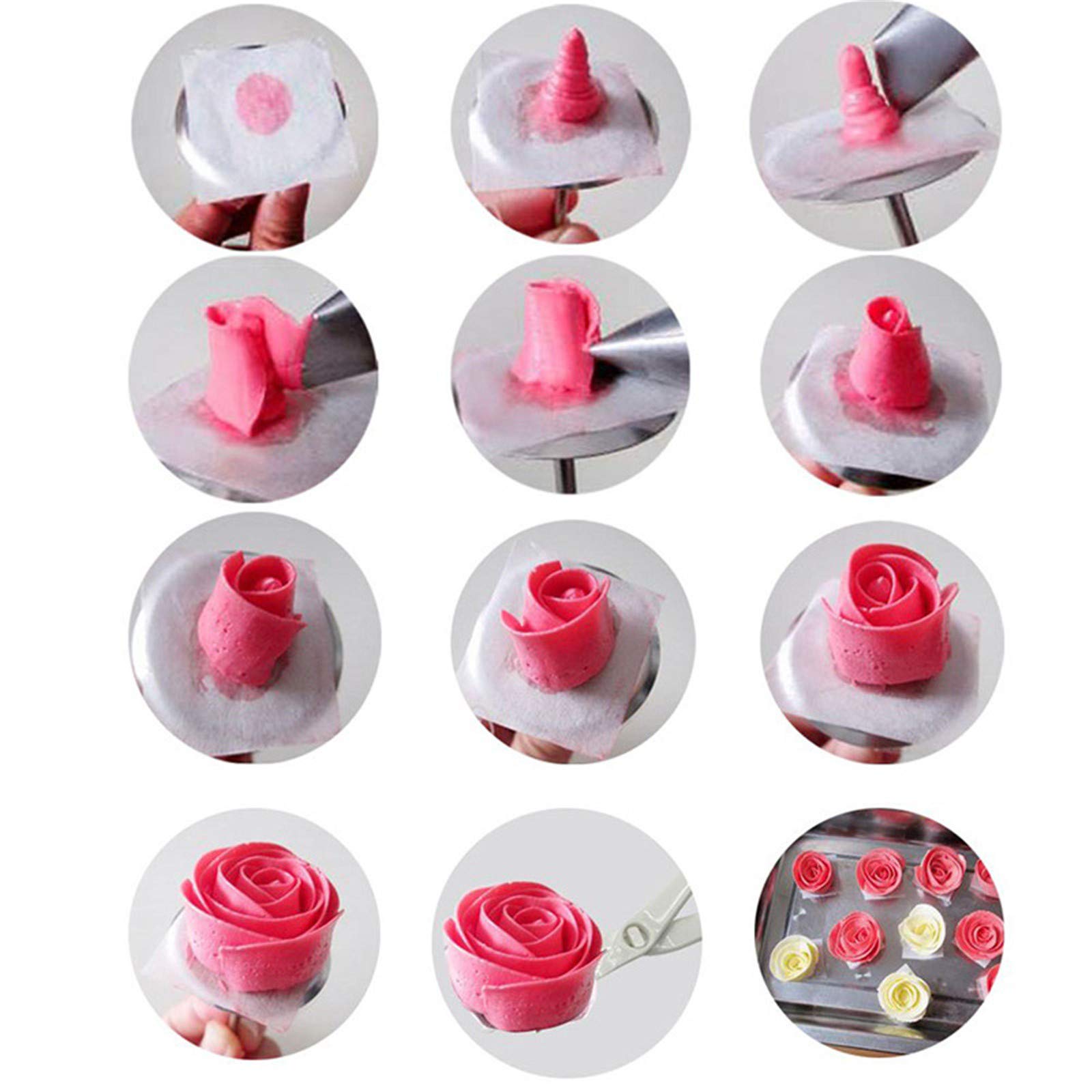 Cake Decorating Tool Kit, 7pcs Stainless Steel Icing Piping Nozzle Tips, 4pcs Cake Flower Nail and 1 Flower Lifters for Cake Fondant Cupcake