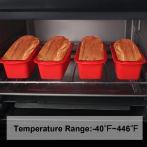 SILIVO 4 Pack Mini Loaf Pans - Nonstick Mini Bread Loaf Pans, Silicone Mini Loaf Baking Pans for Small Loaf, Bread and Meatloaf - 5.7x2.5x2.2 inch