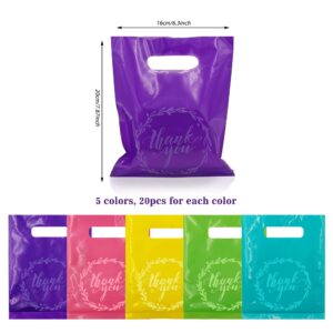 TOSPARTY 100PCS Thank You Merchandise Bags 5 Kinds of Color Colorful Party Gift Bags Candy Cookie Bags for Birthday Party Baby Shower Wedding Christmas Retirements