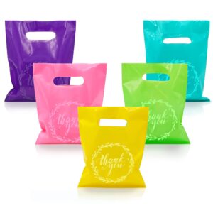 TOSPARTY 100PCS Thank You Merchandise Bags 5 Kinds of Color Colorful Party Gift Bags Candy Cookie Bags for Birthday Party Baby Shower Wedding Christmas Retirements