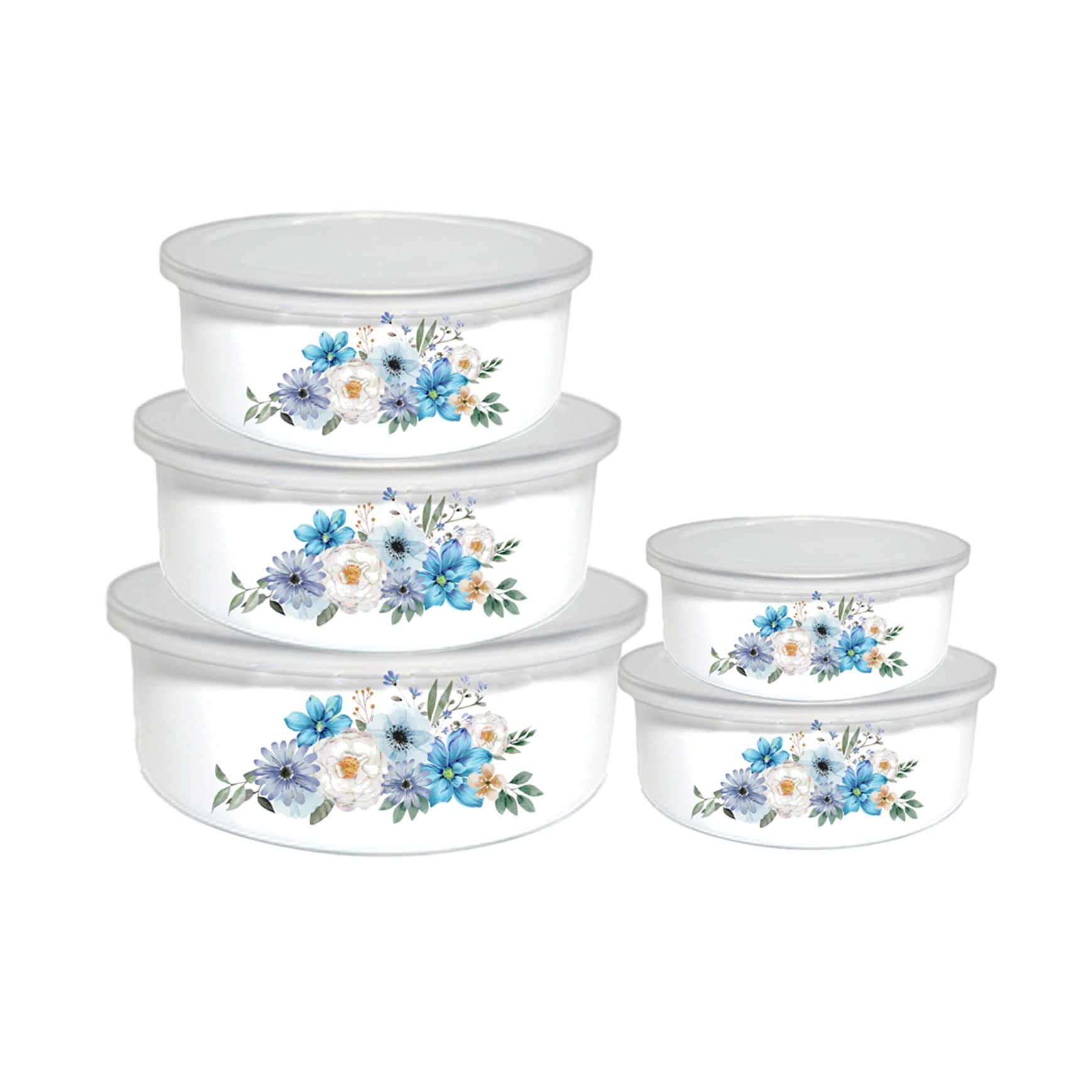 Roadmap Mixing Bowls Sets for Kitchen Serving Fruit Cereal Ice Cream Salads Prepared Bowls 5 pieces with Lid Metal Prep Baby Bowls Sugar Candy Nesting Food Storage Food Container Bowl